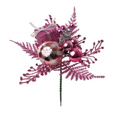 Lavender with Silver Glittered Wreath Pick With Cedar Sprigs, Ornamental sprigs, Tendrils, A Package and 4 balls (Lot of 12 Picks) SALE ITEM